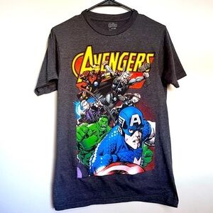 Avengers T-Shirt Mens Small Gray Comic Book Captain America Thor Hulk